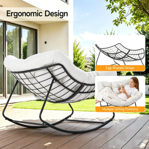 450 LBS Heavy Duty Silent Outdoor Patio Rocking Chair, Rustproof Metal Glider Rocker with Thick Cushion