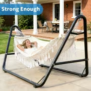 600 Lbs Heavy Duty Outdoor Hammock with Stand, Anti-Rollover Stable Frame, Safe Swing Bed for Backyard Patio Camping