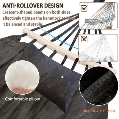 600 Lbs Heavy Duty Outdoor Hammock with Stand, Anti-Rollover Stable Frame, Safe Swing Bed for Backyard Patio Camping