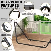 600 Lbs Heavy Duty Outdoor Hammock with Stand, Anti-Rollover Stable Frame, Safe Swing Bed for Backyard Patio Camping