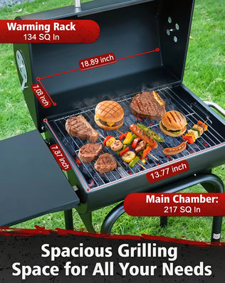 Offset Charcoal Grill Smoker Multi-Purpose Barrel BBQ Grill, Outdoor Cooking Grill for Backyard Camping, Ideal Father’s Day Gift for Men