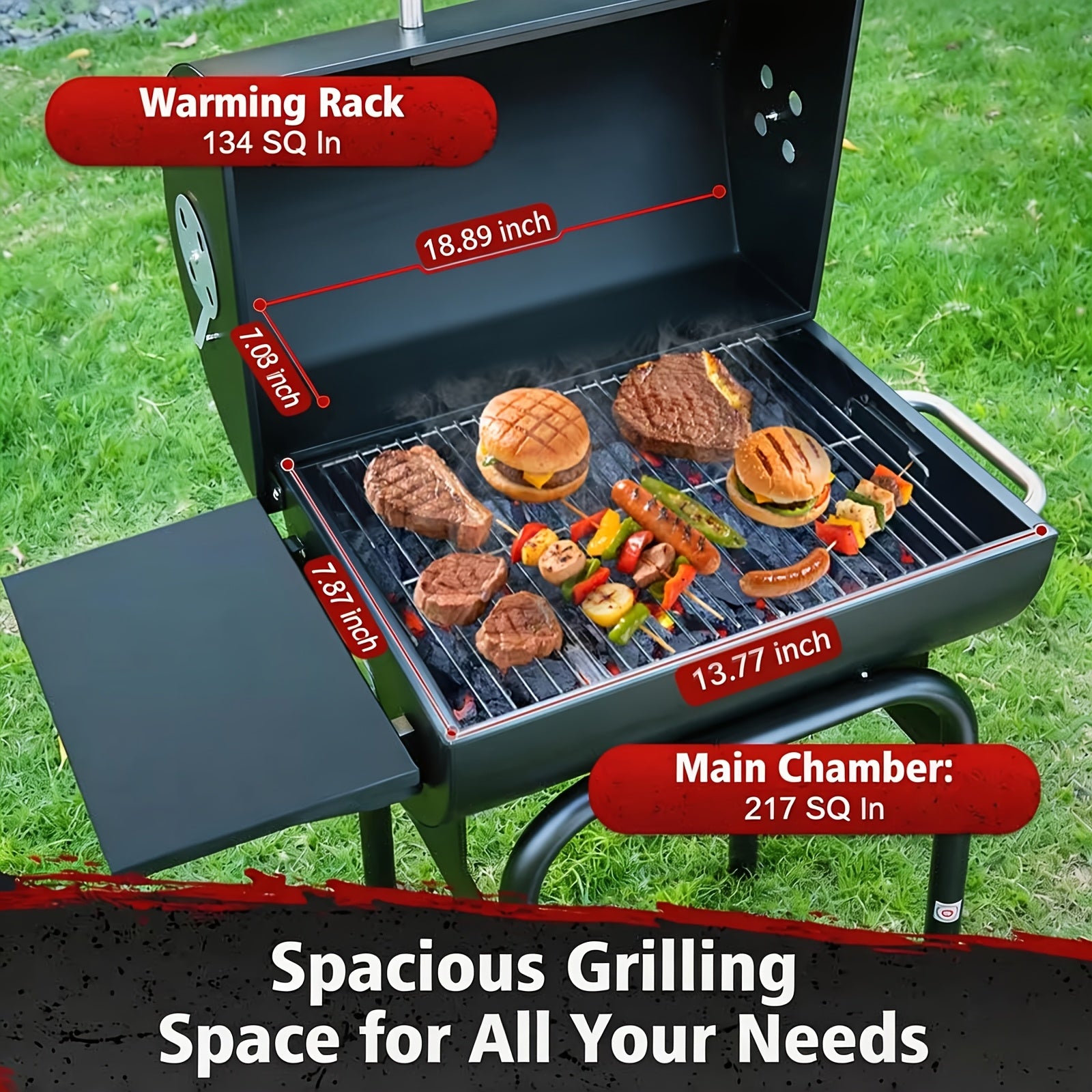 Offset Charcoal Grill Smoker Multi-Purpose Barrel BBQ Grill, Outdoor Cooking Grill for Backyard Camping, Ideal Father’s Day Gift for Men