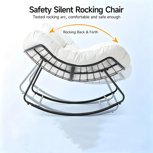 450 LBS Heavy Duty Silent Outdoor Patio Rocking Chair, Rustproof Metal Glider Rocker with Thick Cushion