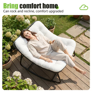 450 LBS Heavy Duty Silent Outdoor Patio Rocking Chair, Rustproof Metal Glider Rocker with Thick Cushion