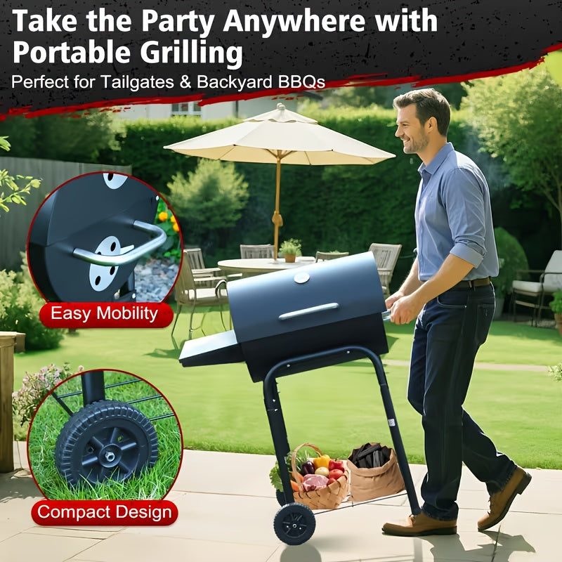 Offset Charcoal Grill Smoker Multi-Purpose Barrel BBQ Grill, Outdoor Cooking Grill for Backyard Camping, Ideal Father’s Day Gift for Men