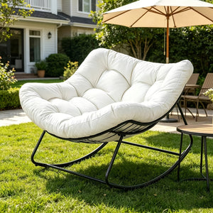 450 LBS Heavy Duty Silent Outdoor Patio Rocking Chair, Rustproof Metal Glider Rocker with Thick Cushion
