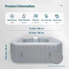 4–6 Person Inflatable Hot Tub | 130 Bubble Jets