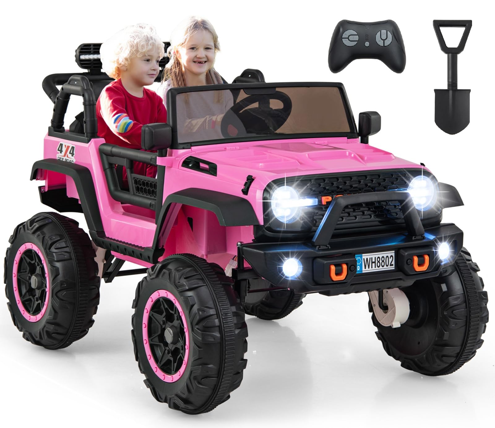 OLAKIDS 24V 2 Seater Kids Ride On Jeep Car, 2WD/4WD Switchable Electric Toy Vehicle with Remote Control