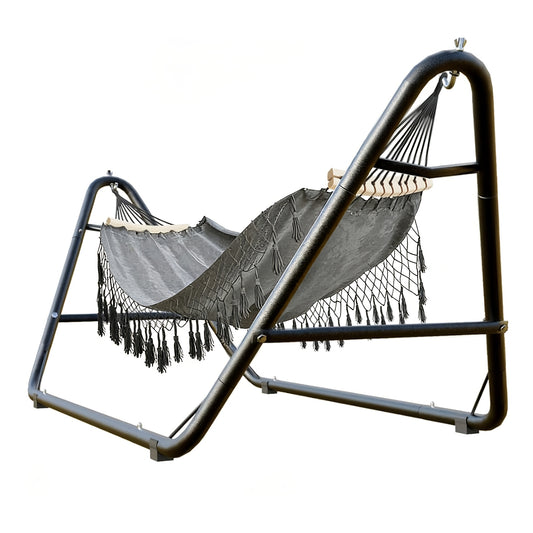 600 Lbs Heavy Duty Outdoor Hammock with Stand, Anti-Rollover Stable Frame, Safe Swing Bed for Backyard Patio Camping
