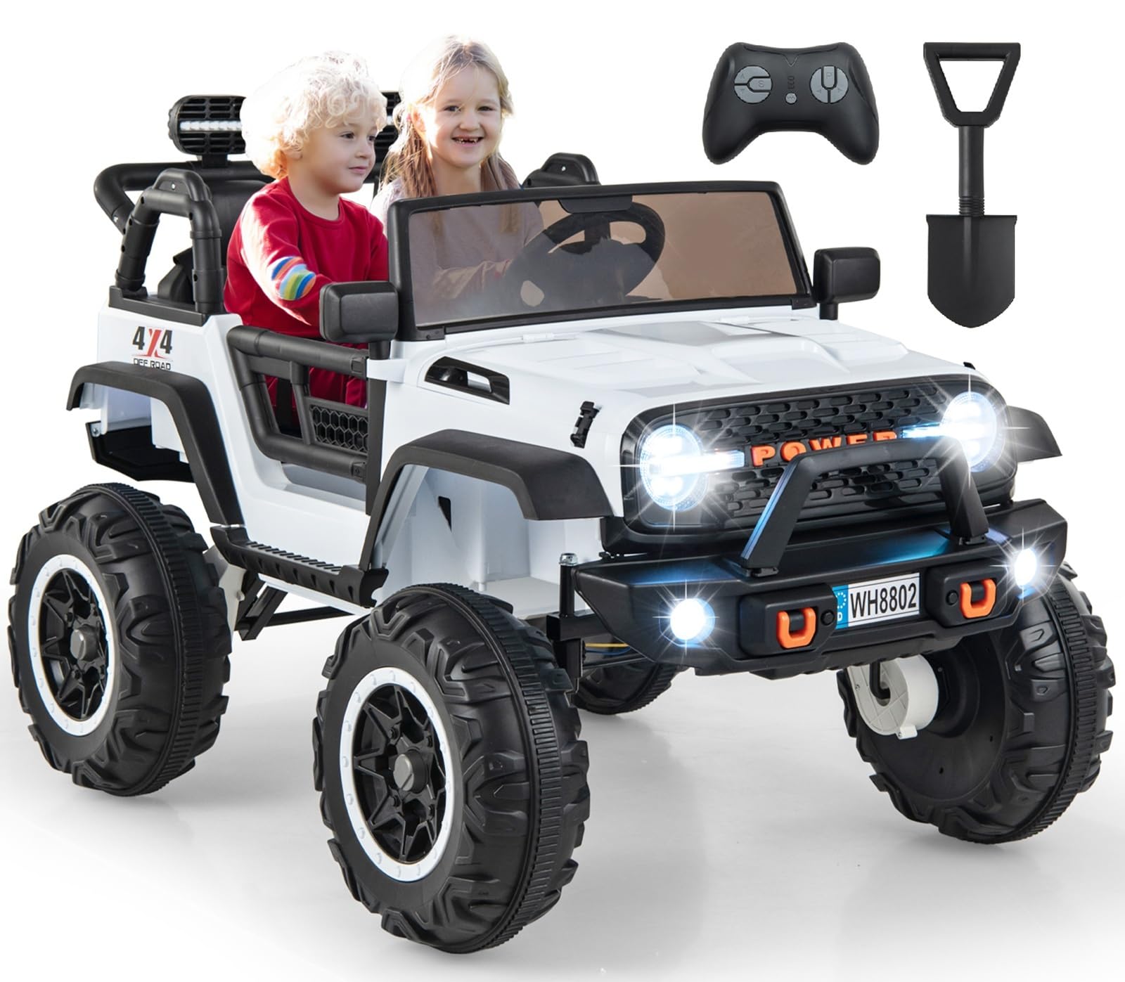 OLAKIDS 24V 2 Seater Kids Ride On Jeep Car, 2WD/4WD Switchable Electric Toy Vehicle with Remote Control