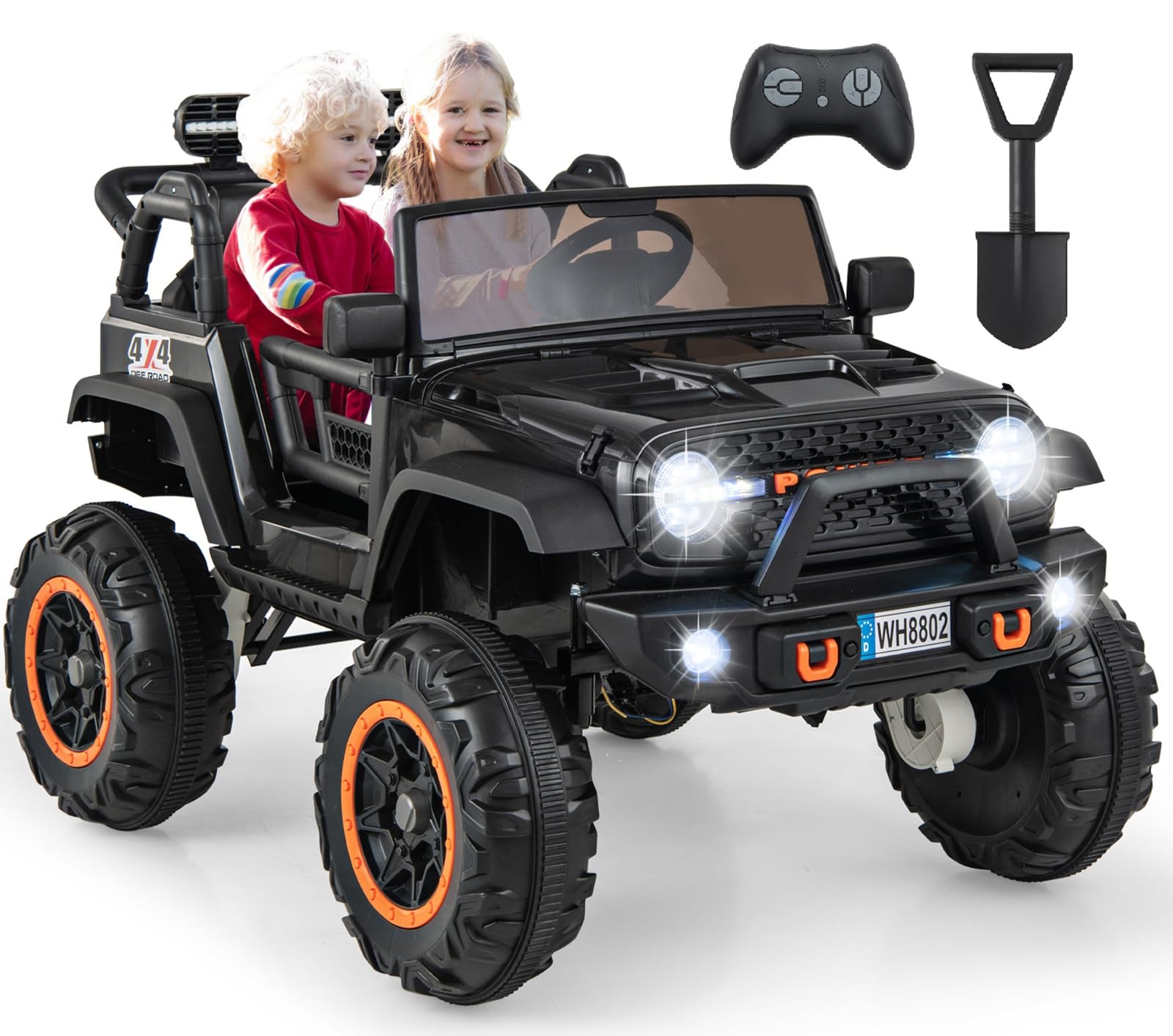 OLAKIDS 24V 2 Seater Kids Ride On Jeep Car, 2WD/4WD Switchable Electric Toy Vehicle with Remote Control