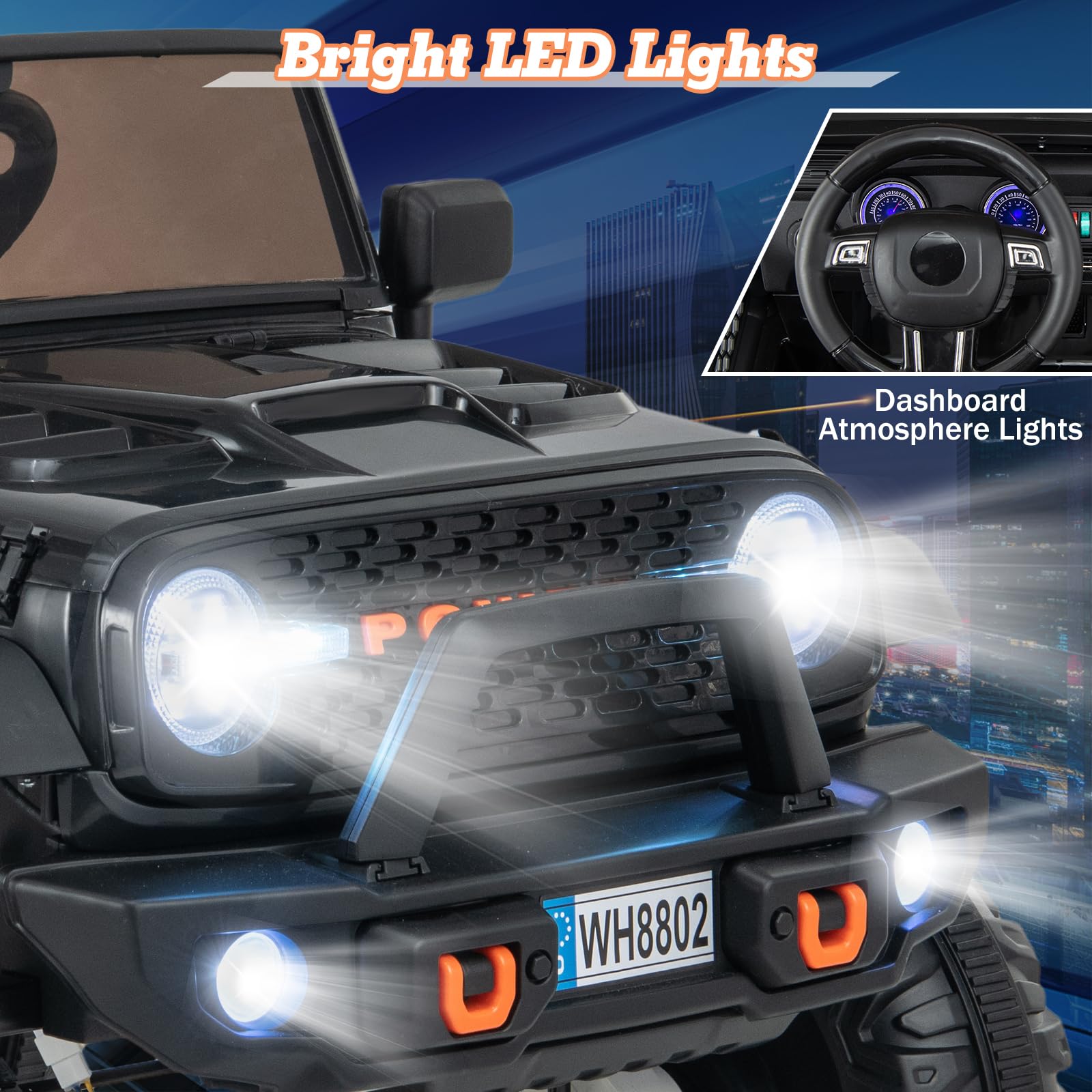 OLAKIDS 24V 2 Seater Kids Ride On Jeep Car, 2WD/4WD Switchable Electric Toy Vehicle with Remote Control