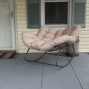 450 LBS Heavy Duty Silent Outdoor Patio Rocking Chair, Rustproof Metal Glider Rocker with Thick Cushion